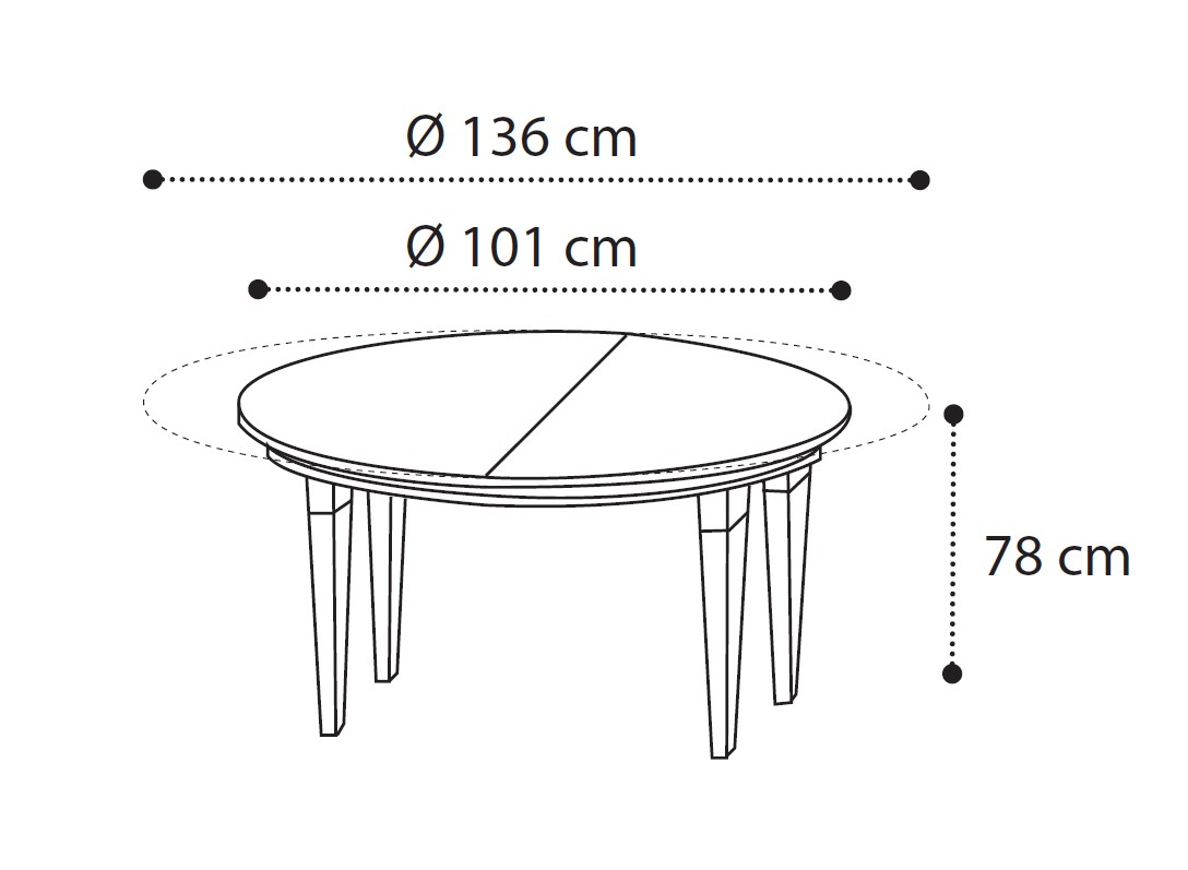 диаметр круглого стола на 4