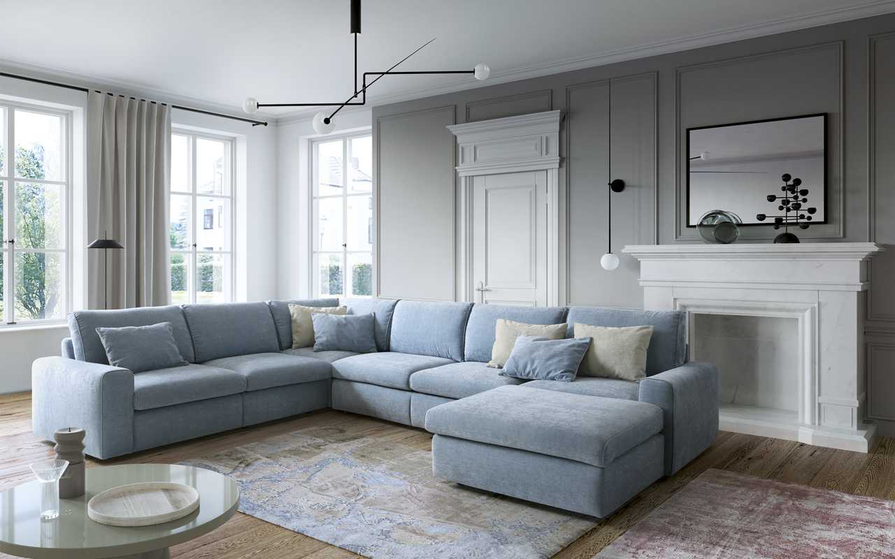модульный диван угловой в гостиную в современном